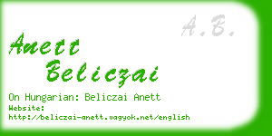 anett beliczai business card